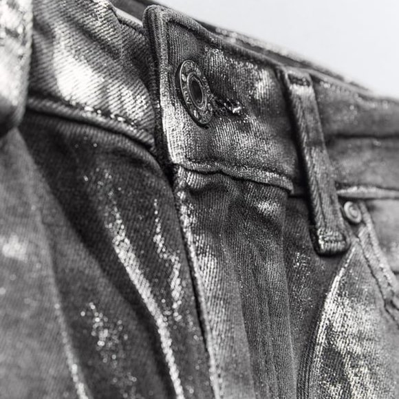 BRAND NEW METALLIC ZARA JEANS - Picture 3 of 8